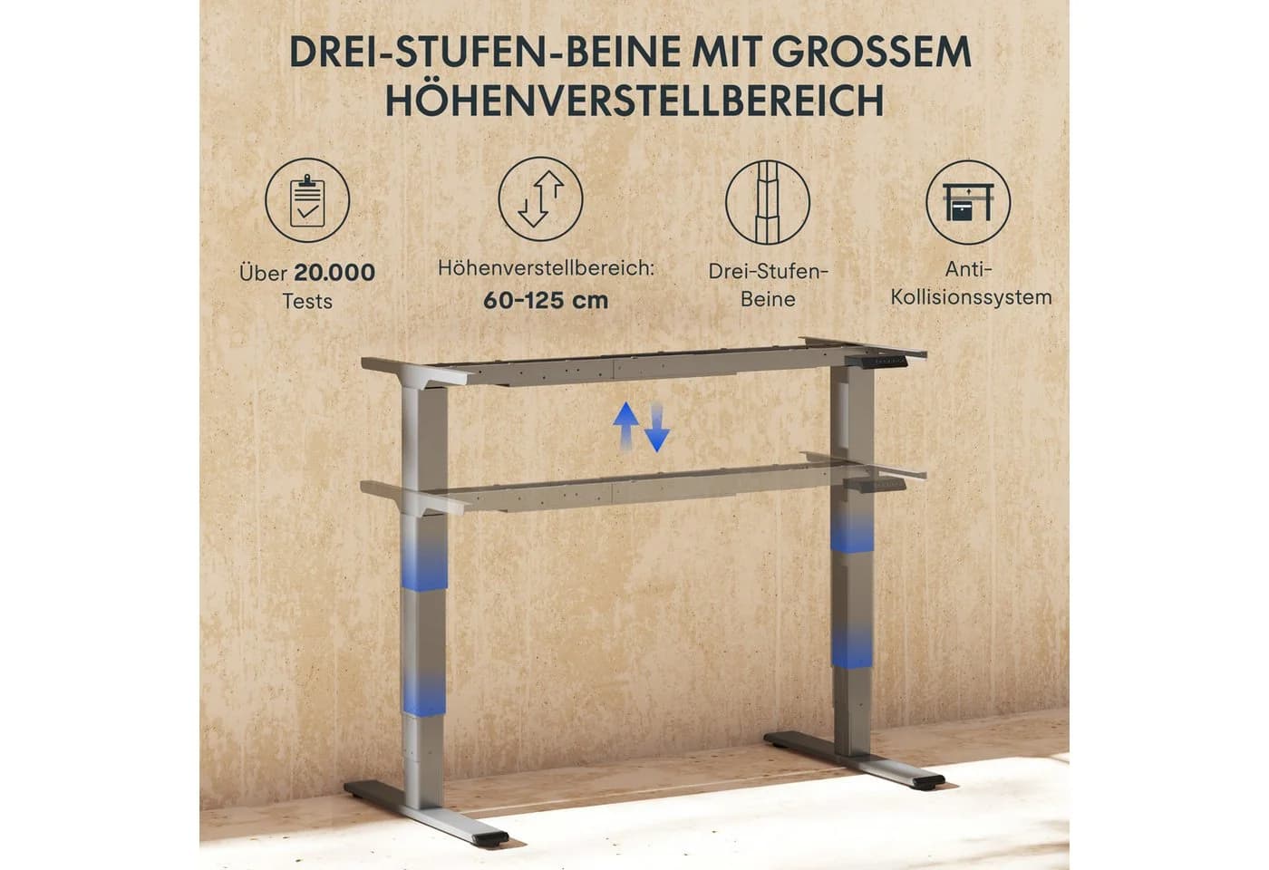 FLEXISPOT EC5 Schreibtisch Elektrisch Höhenverstellbar Grau 120kg - Bild 5