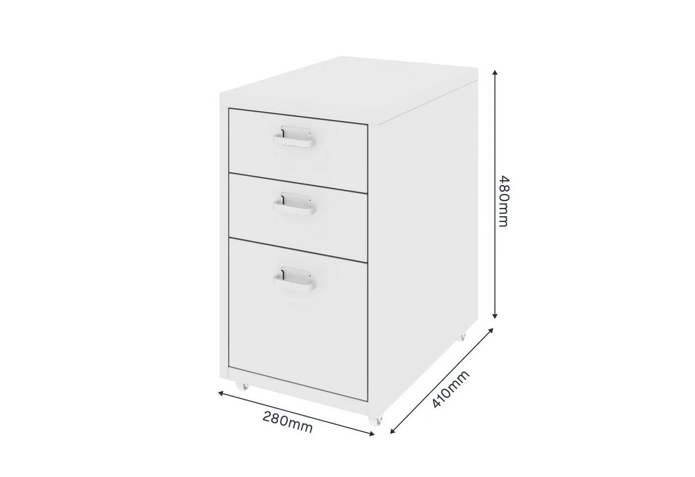 FlexiSpot Rollcontainer 28x48x41 cm mit 3 Schubladen