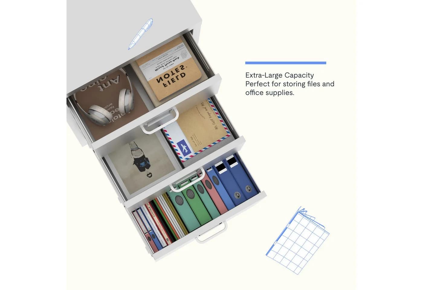 FlexiSpot Rollcontainer 28x48x41 cm mit 3 Schubladen - Bild 5