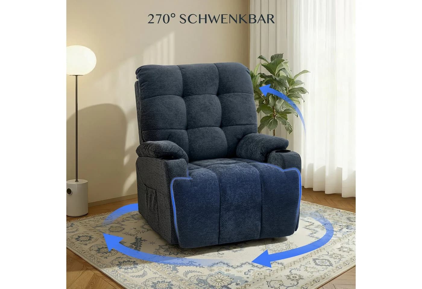 FLEXISPOT Relaxsessel Elektrisch 360° drehbar Dunkelblau