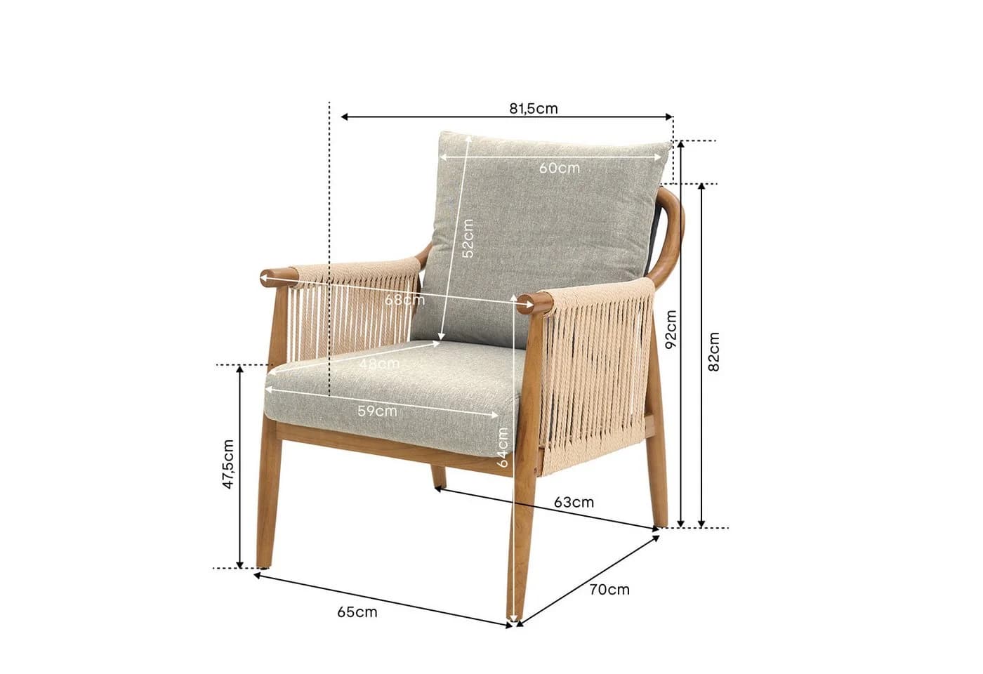 FLEXISPOT Loungesessel Gartenstuhl Boho Rattan Beige