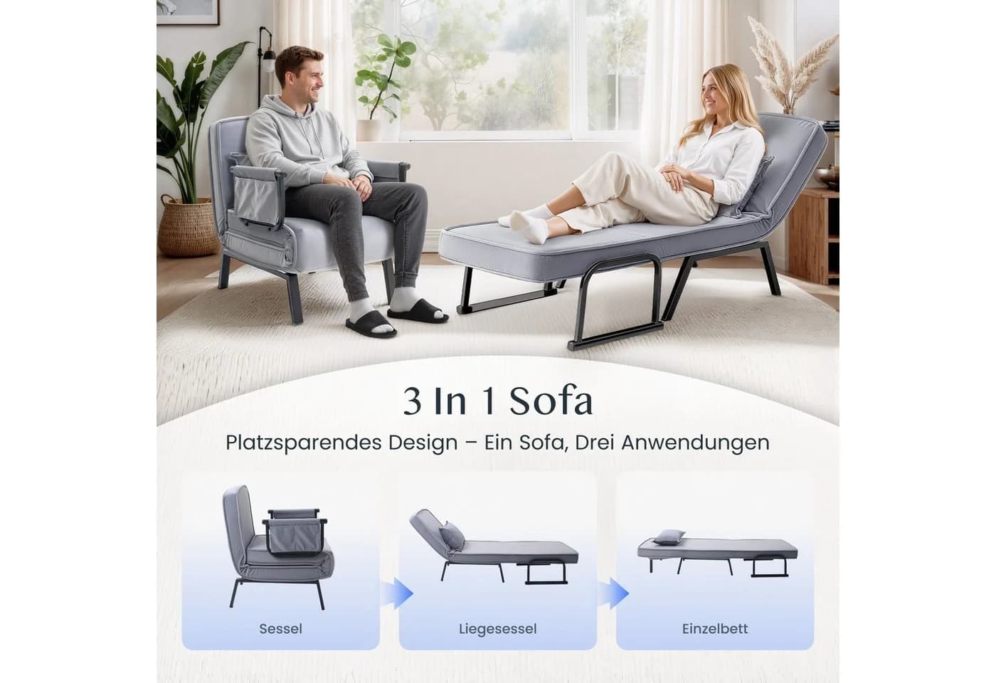 FLEXISPOT Loungesessel 3-in-1 Schlafsessel mit Bettfunktion - Bild 3