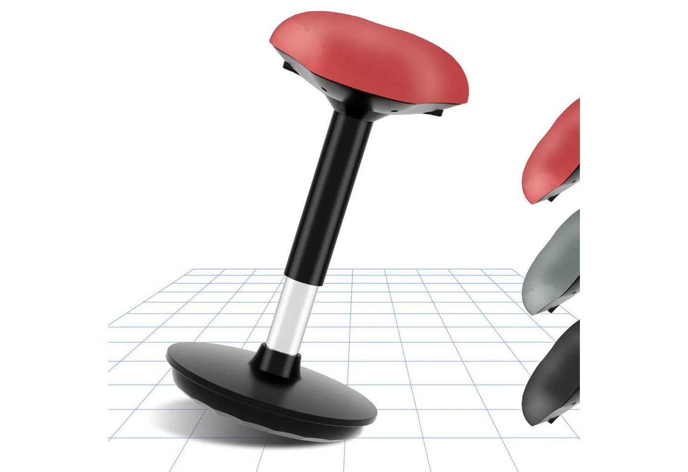 FLEXISPOT Drehhocker BH4 Rot mit Gummifuß und Höhenverstellung - Bild 2