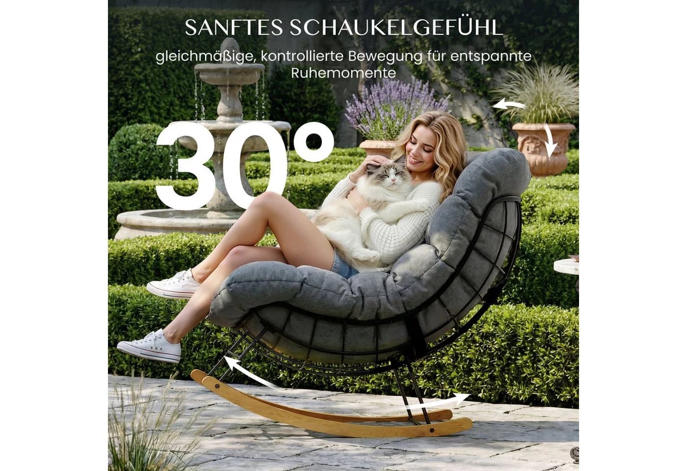 FLEXISPOT Schaukelsessel Grau - Komfortabler Loungesessel mit Kopfkissen - Bild 3
