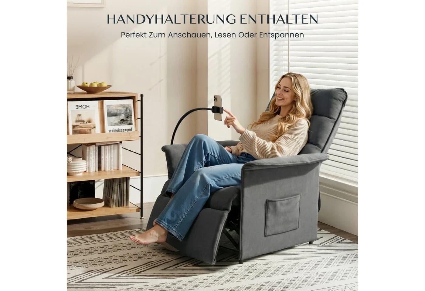 FLEXISPOT Elektrischer Relaxsessel Grau mit Handyhalterung