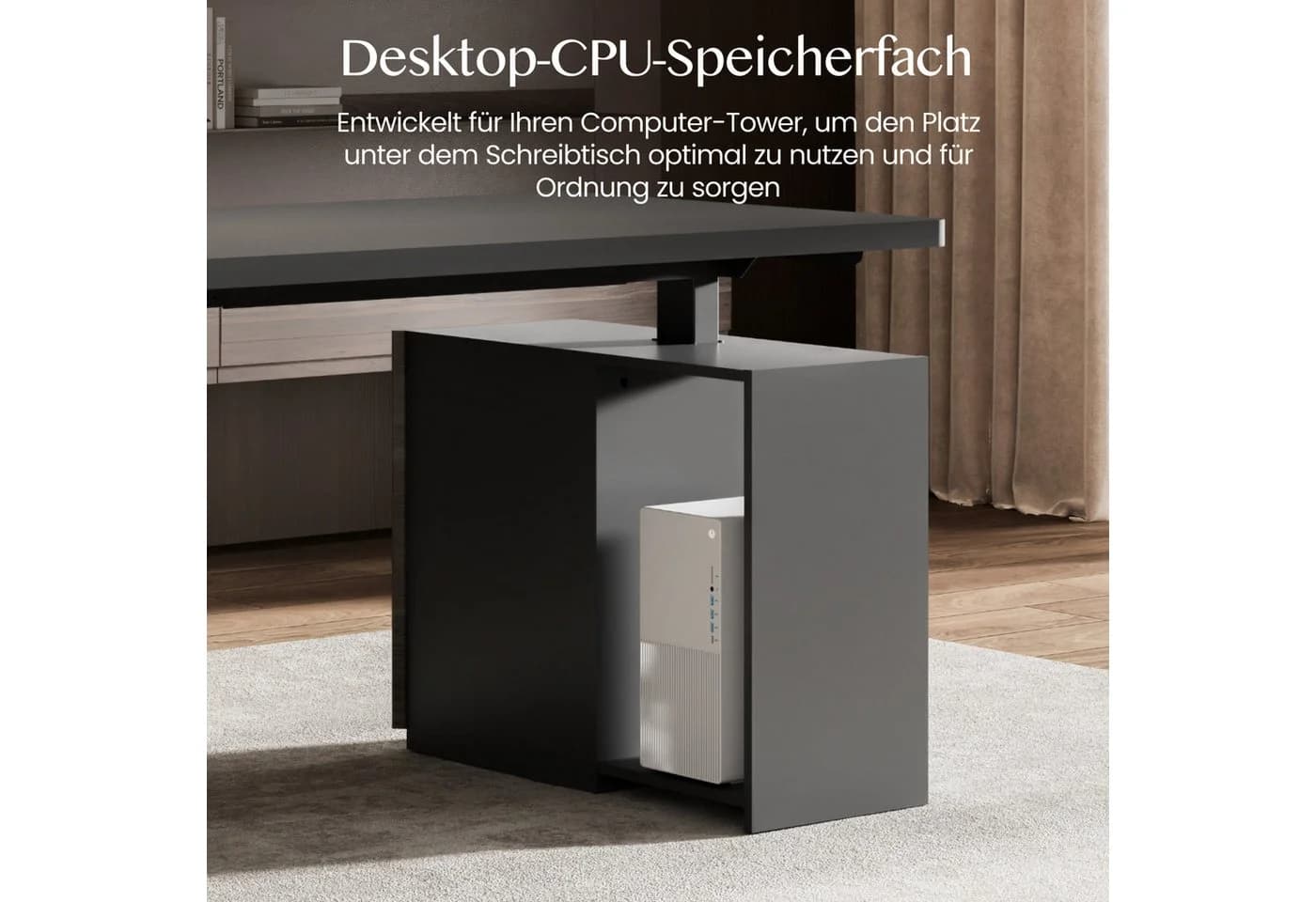 FLEXISPOT Elektrischer Schreibtisch mit Bein-Schrank Set Schwarz - Bild 5