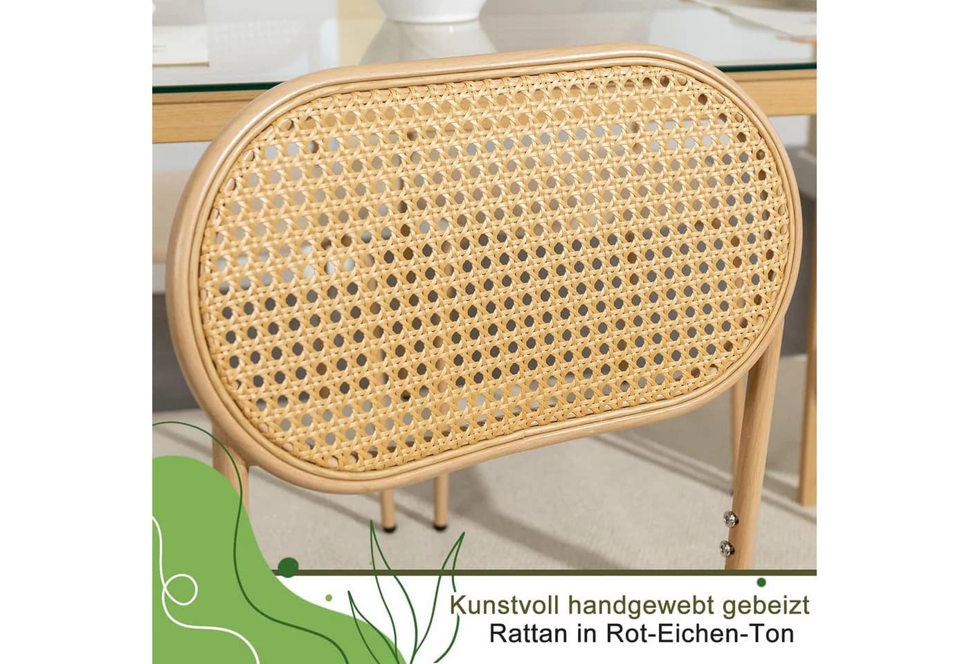 Furnishings Home Rattanstuhl 2-tlg. Beige Polsterstuhl mit Metallbeinen - Bild 3