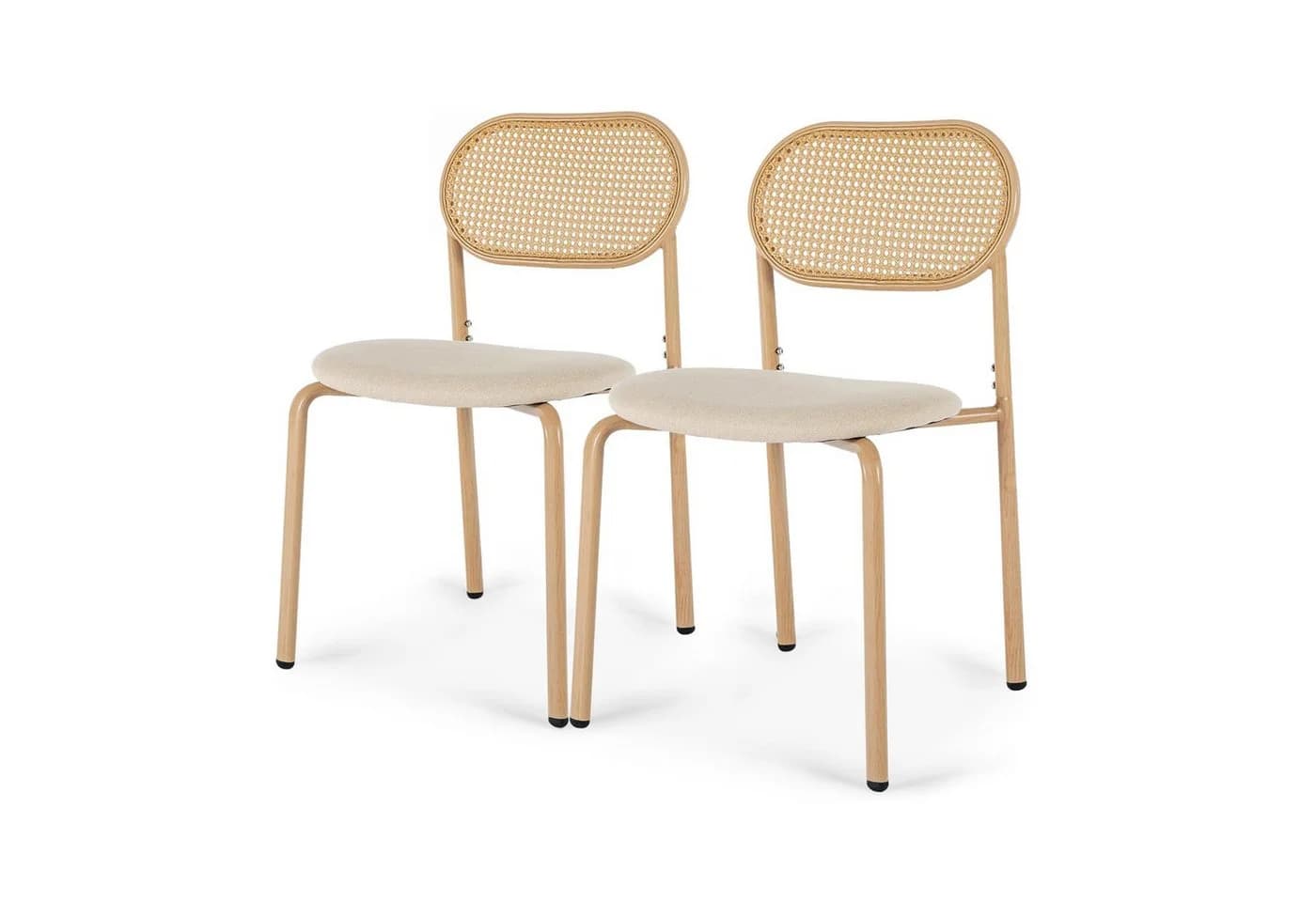 Furnishings Home Rattanstuhl 2-tlg. Beige Polsterstuhl mit Metallbeinen - Bild 5