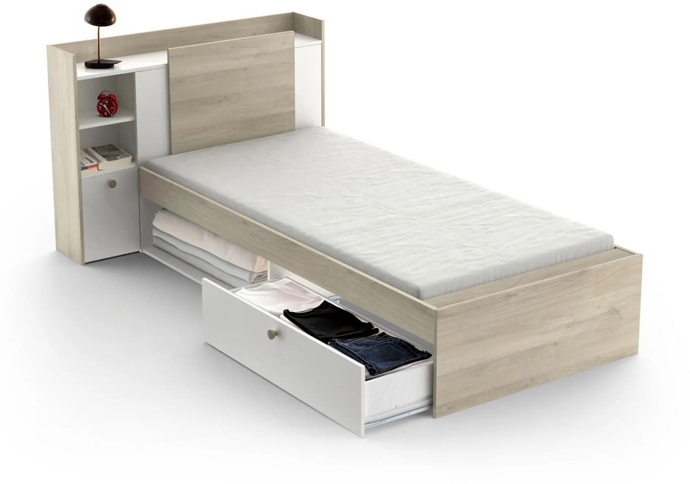 Einzelbett DEMEYERE GROUP Life Weiß mit Stauraum - Bild 4