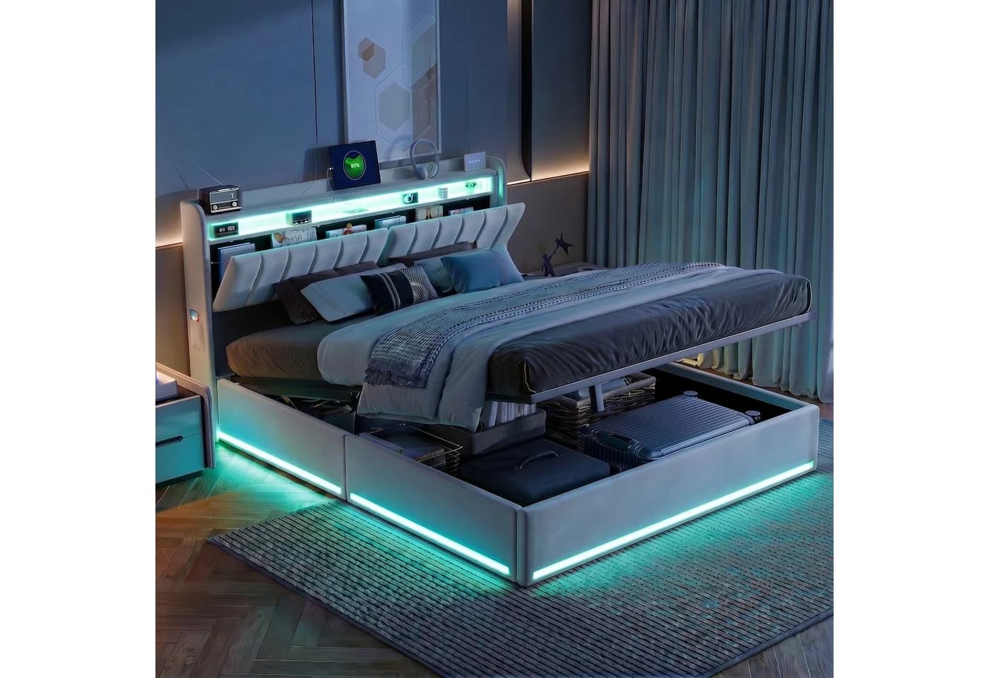 Furnishings Home Polsterbett mit LED-Beleuchtung und Stauraum - Bild 2