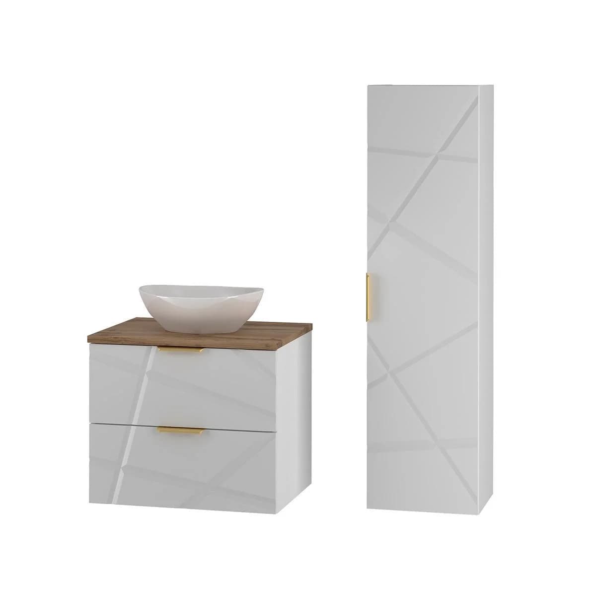 BADMÖBEL 60,6cm Aurora 2er-Set Weiß