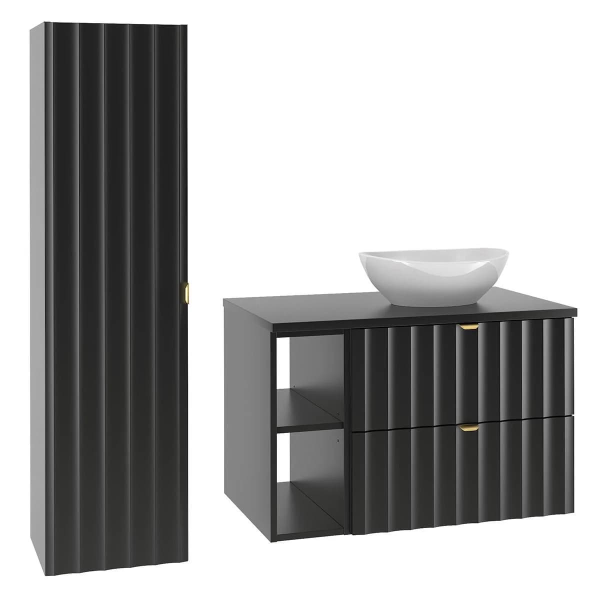 Badezimmerschrank-Set Lexa Schwarz 80,6 cm