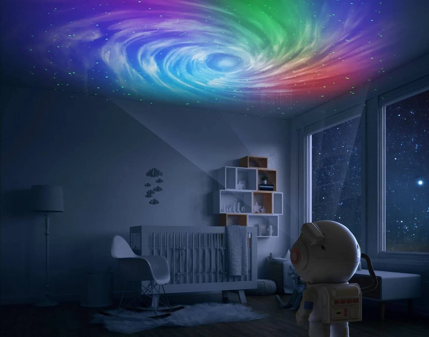 MOB Stellar Light Astronaut Dekoobjekt mit Milchstraßenprojektion und 7 Farben - Bild 1