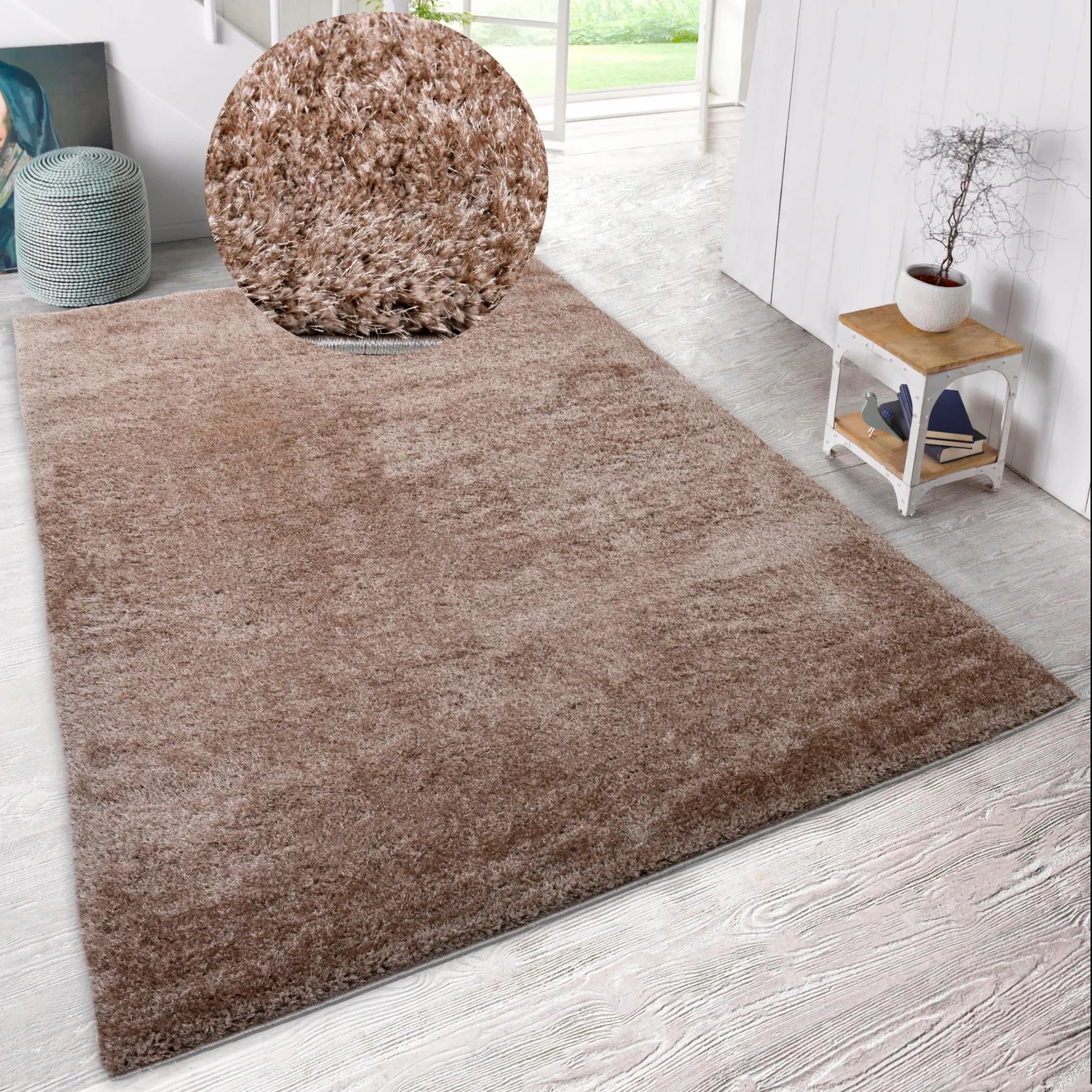 Moderner Shaggy-Teppich in Beige und Sand