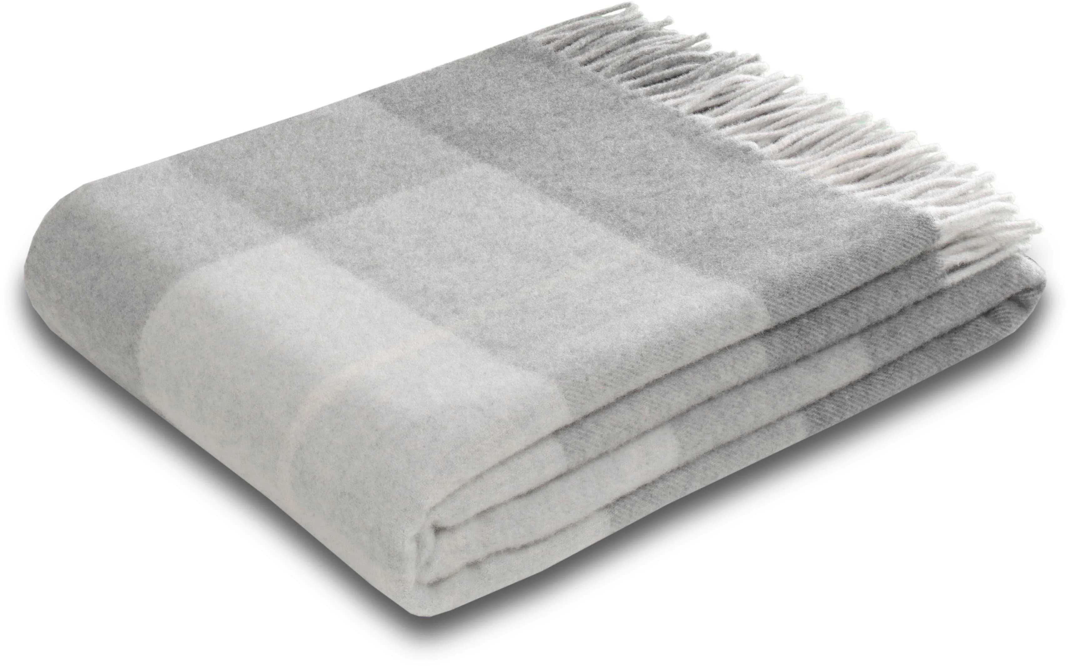 BIEDERLACK Plaid Britta Grau 100% Wolle Karo-Look