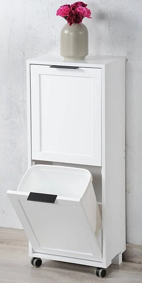 Kesper Küchenwagen mit 2 Abfalleimern weiß MDF - Bild 3