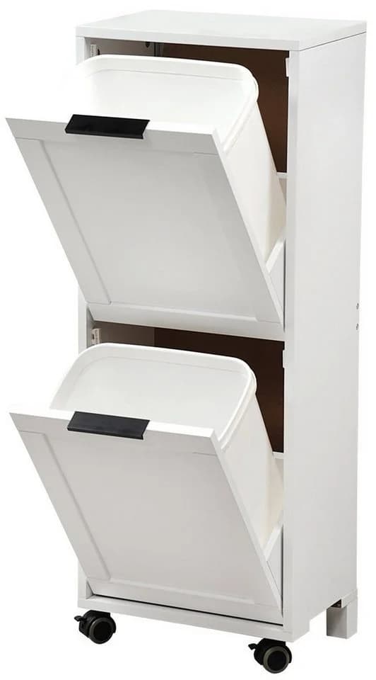 Kesper Küchenwagen mit 2 Abfalleimern weiß MDF - Bild 4