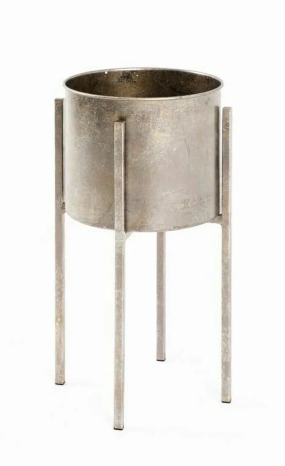 HAKU Blumensäule Metall Messing Drehbarer Topf Antik Look