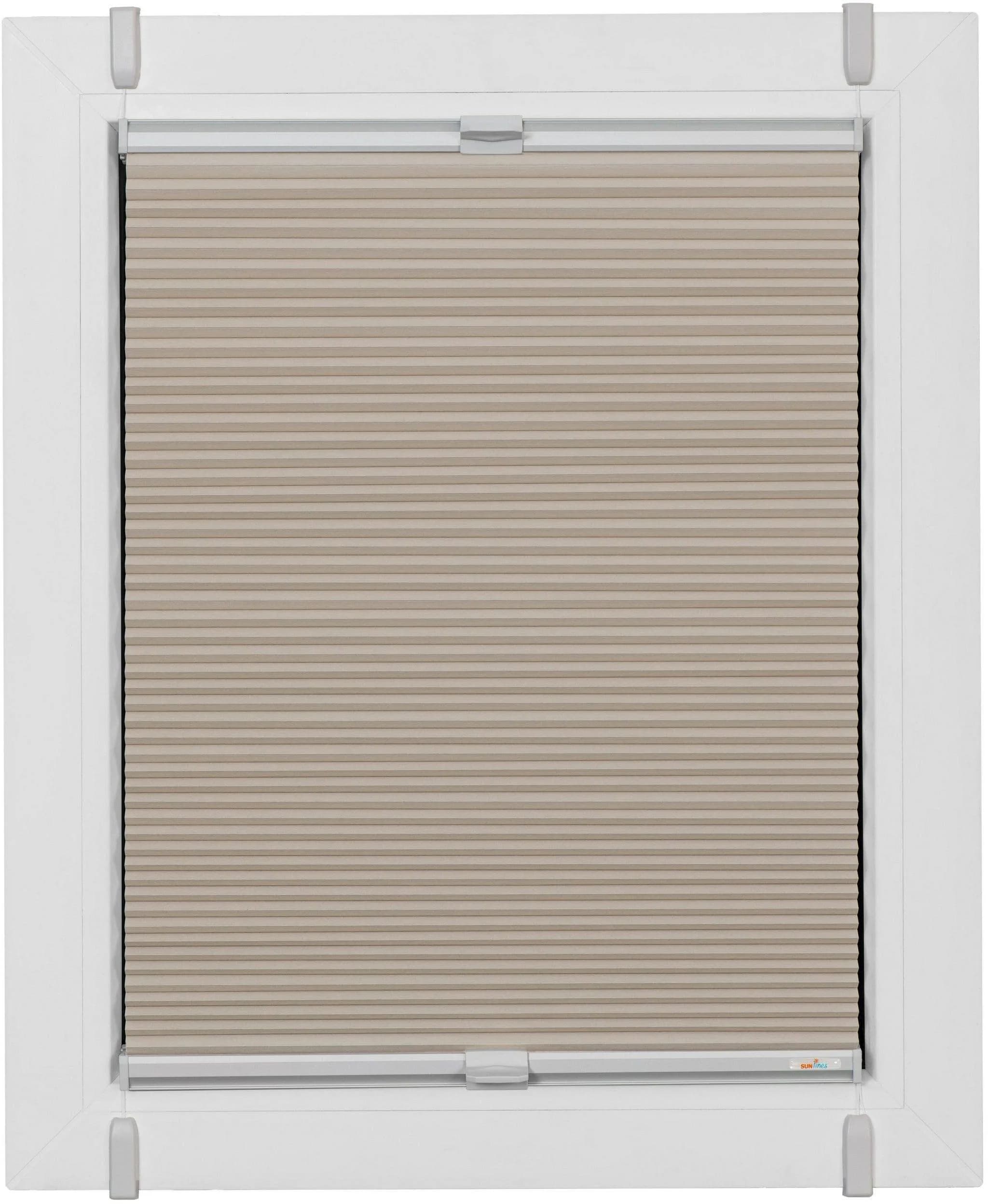 SUNLINES Wabenplissee Beige Weiß Verdunkelung Klemmfix