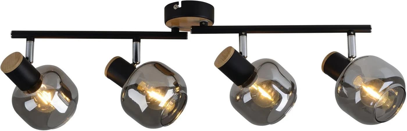 NÄVE Deckenleuchte Fumoso 4-flammig Schwarz Glas Metall - Bild 2