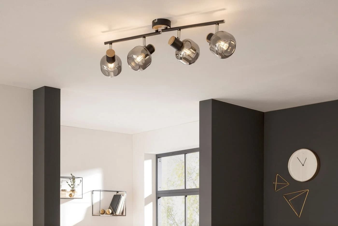 NÄVE Deckenleuchte Fumoso 4-flammig Schwarz Glas Metall - Bild 4