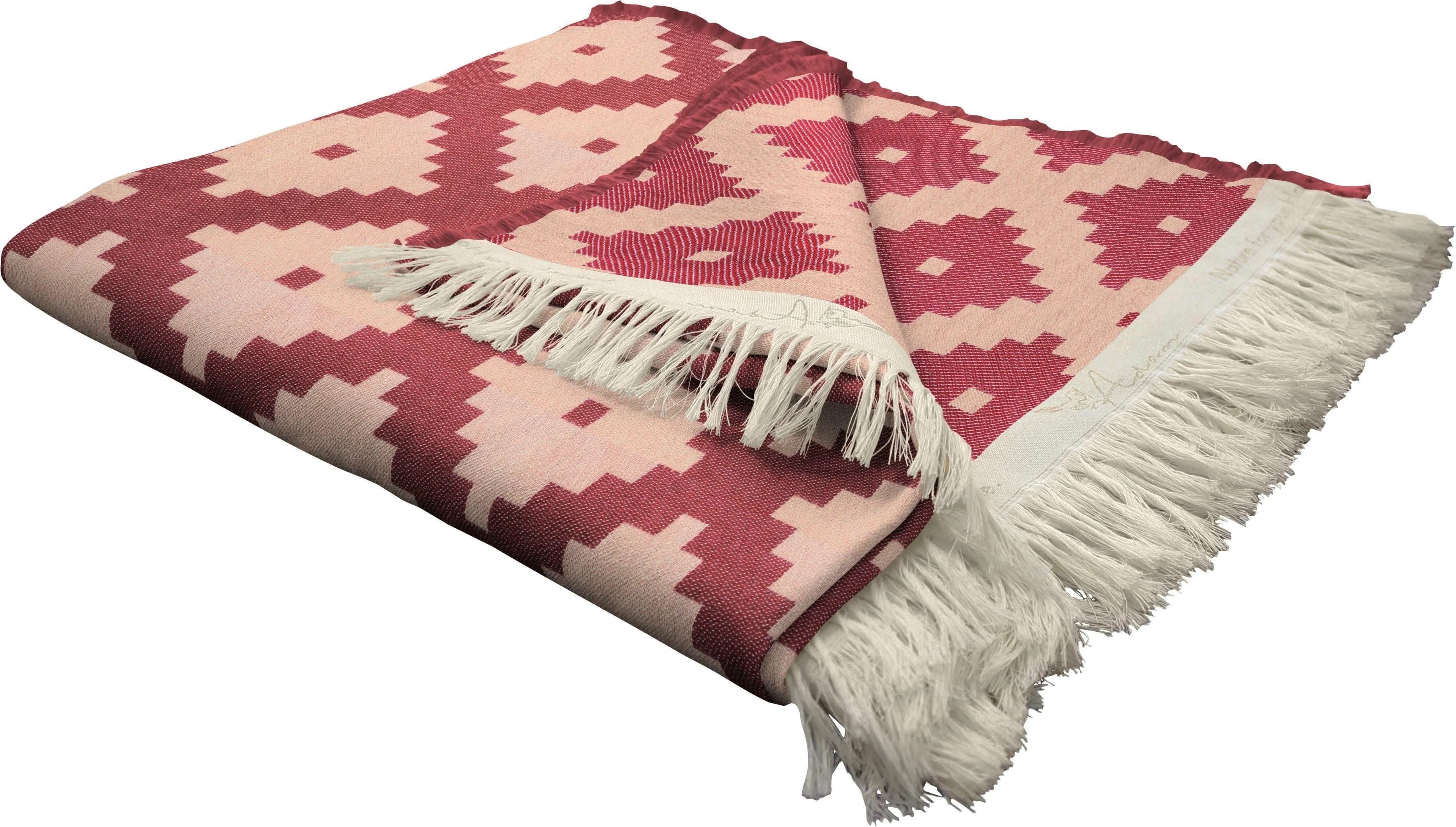 ADAM Wohndecke Maroccan Shiraz Rot Jacquard Baumwolle