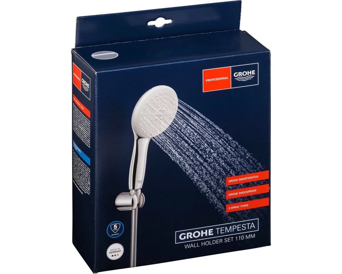 Grohe Duscharmatur Tempesta 110 Handbrause mit Wandhalter und 125 cm Schlauch