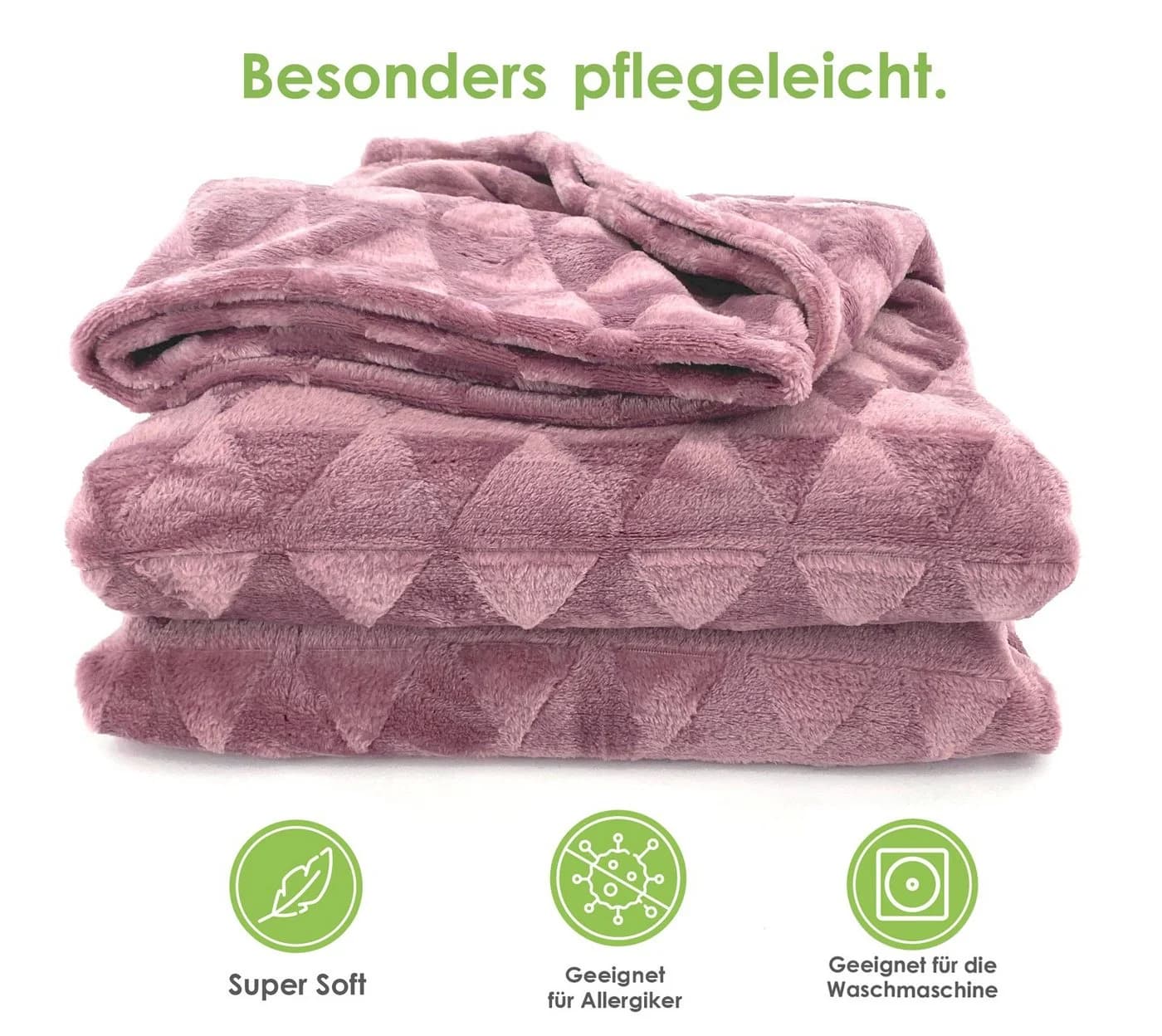 heimtexland Wohndecke Soft Flanell Kuscheldecke XL 200x150cm Rosa Rautenmuster - Bild 3