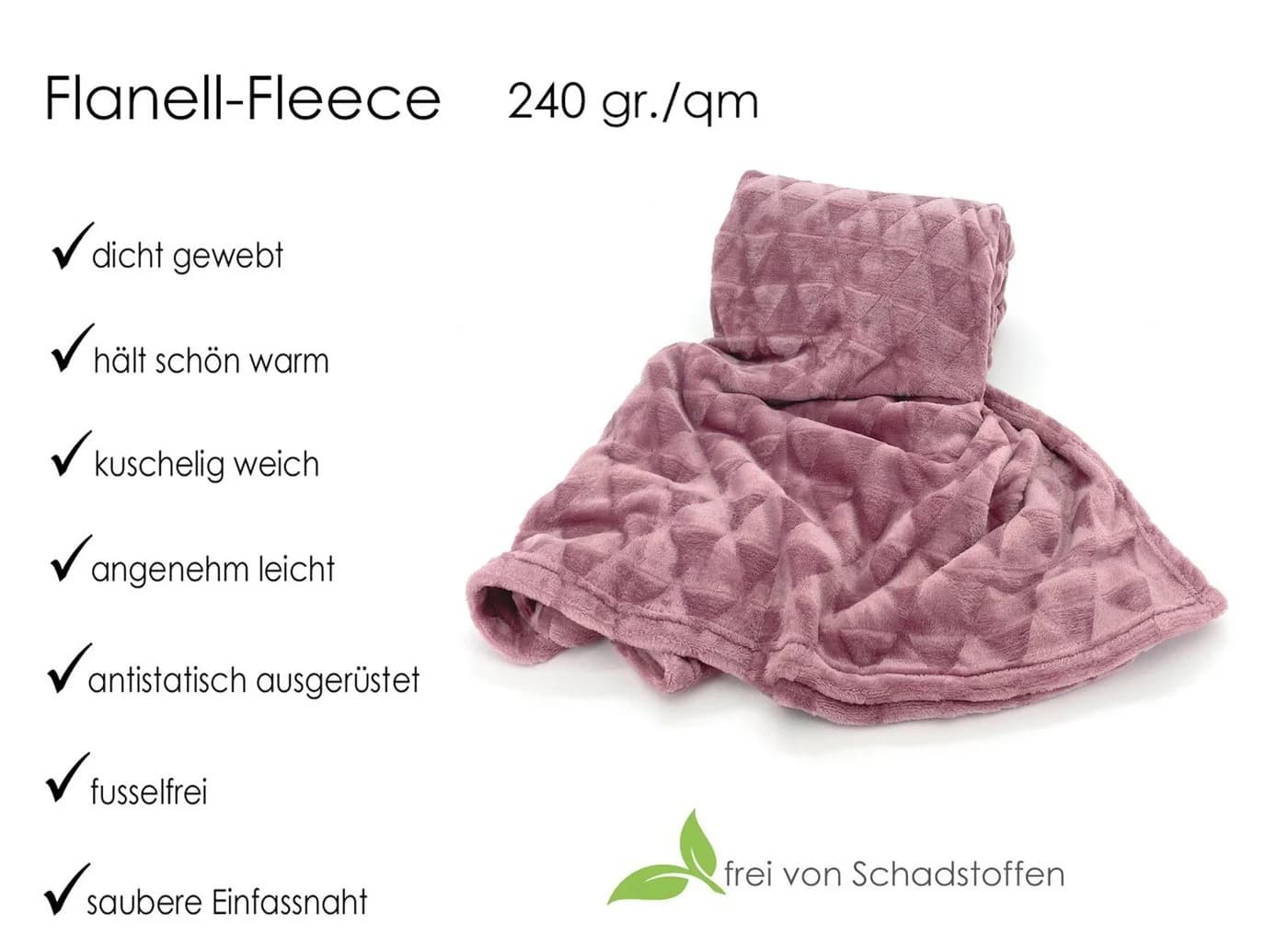 heimtexland Wohndecke Soft Flanell Kuscheldecke XL 200x150cm Rosa Rautenmuster - Bild 4