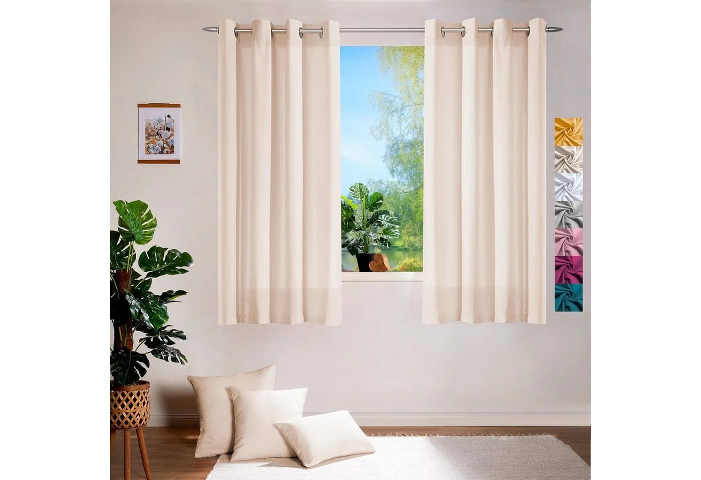 heimtexland Vorhang Ösenschal Baumwolle Polyester Blickdicht Beige - Bild 2