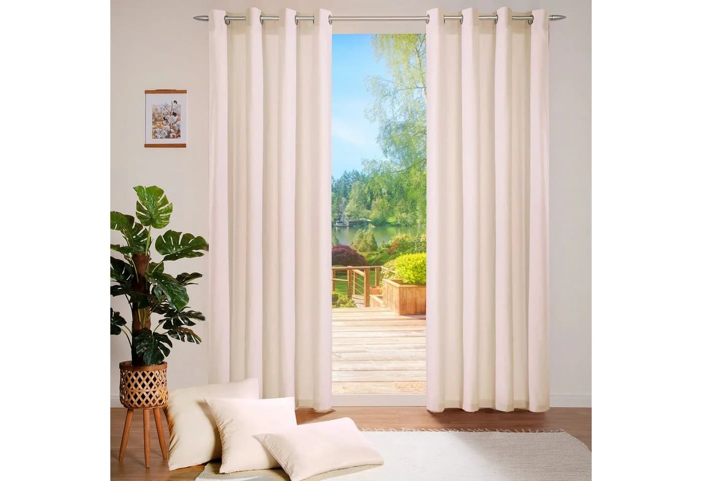 heimtexland Vorhang Ösenschal Baumwolle Polyester Blickdicht Beige - Bild 4