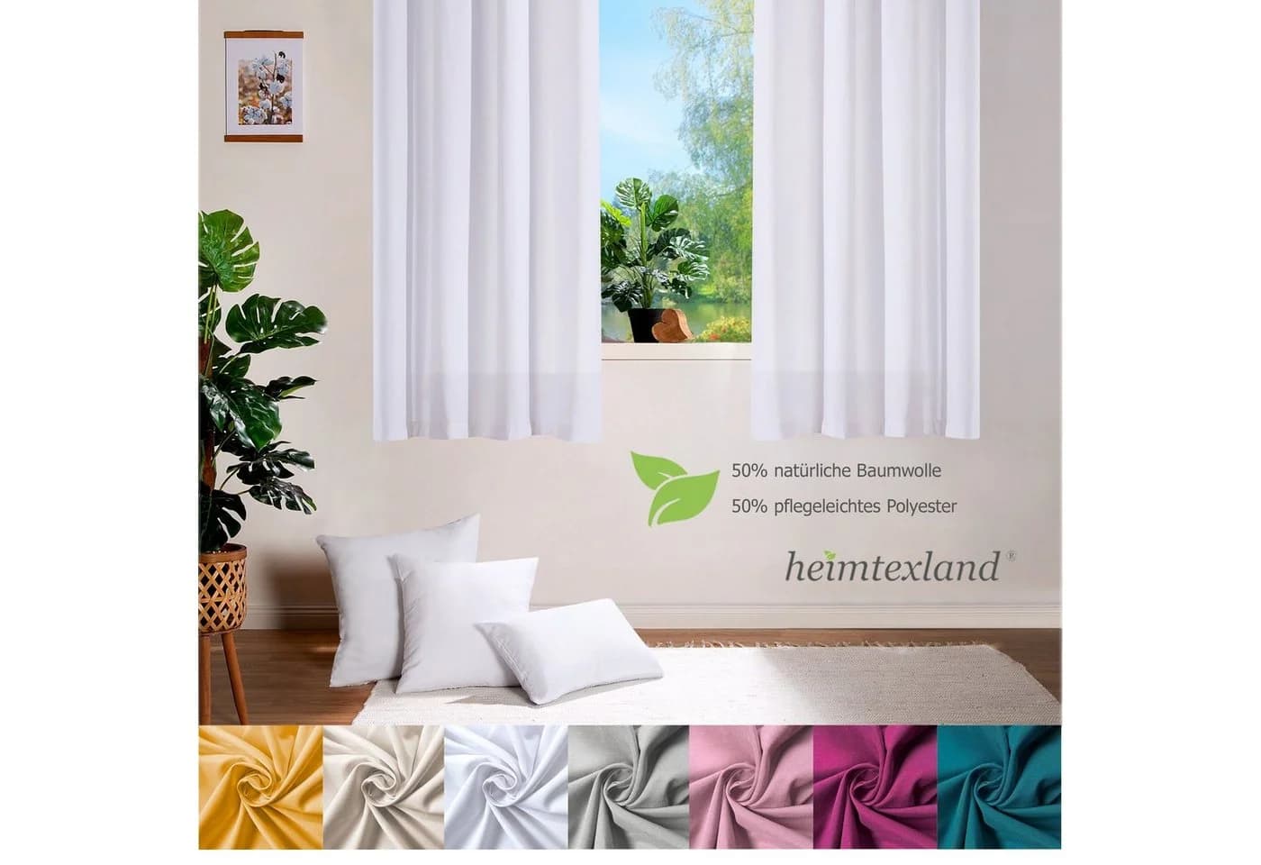 heimtexland Vorhang Ösenschal Baumwolle Polyester Blickdicht Beige - Bild 5