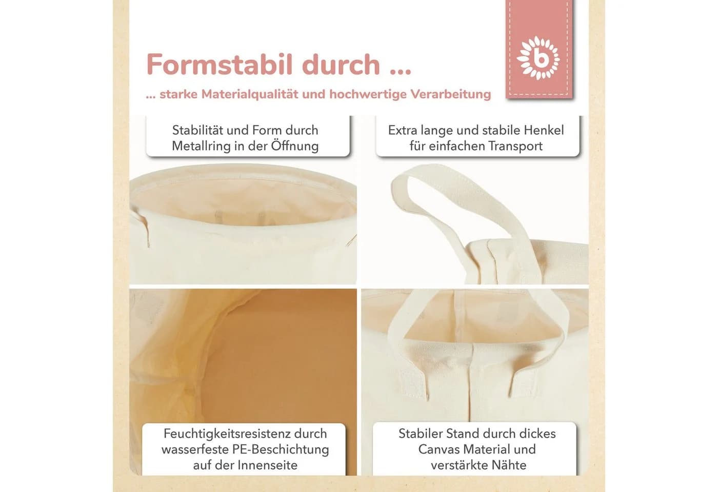 Aufbewahrungskorb Baby Reh - Vielseitiger Wäschekorb aus Canvas, Stahl und PE - Bild 4
