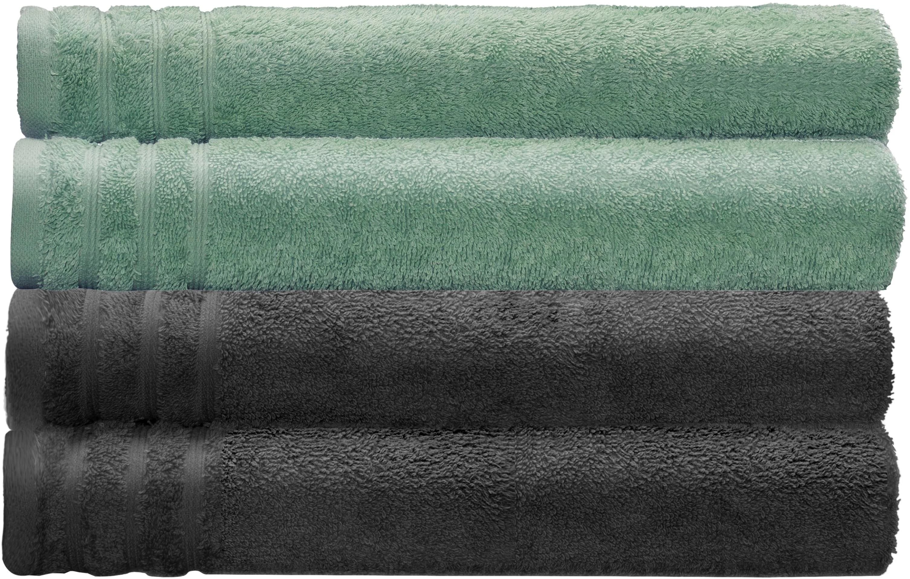 Kleine Wolke Duschtücher Set 4-tlg. Frottier Baumwolle Grau/Grün