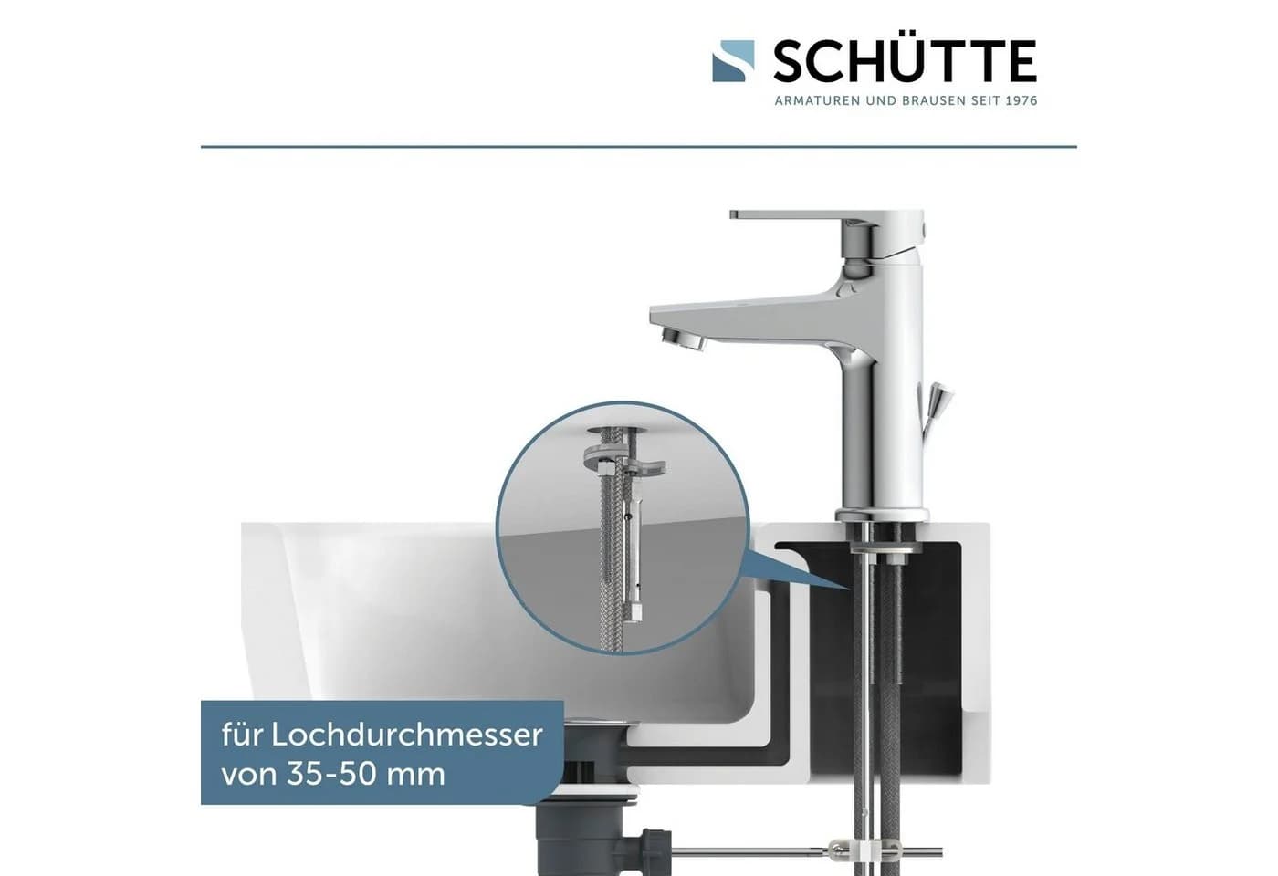 Schütte Waschtischarmatur DERBY Wasserhahn Bad Silberfarben