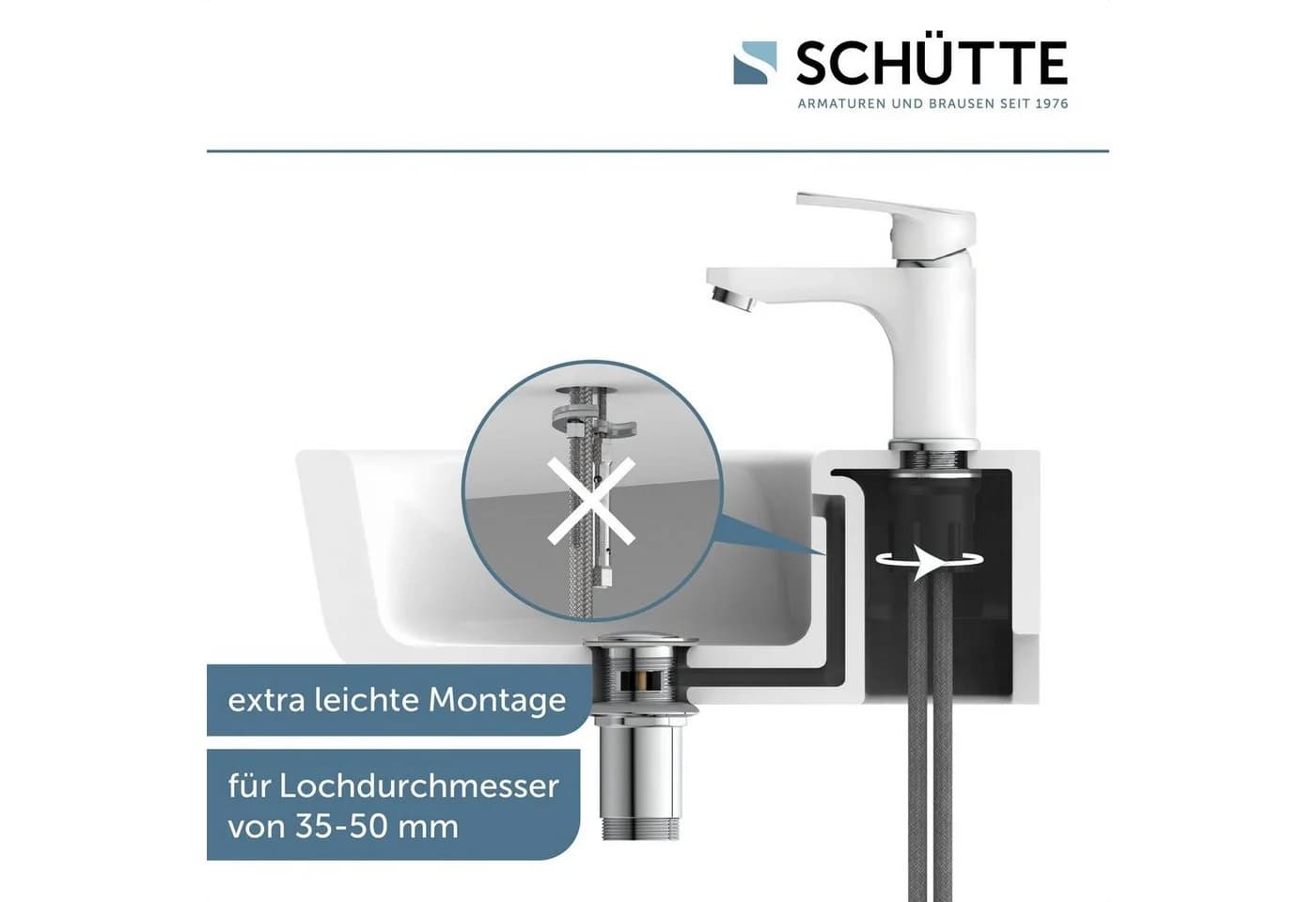 Schütte Waschtischarmatur ALASKA Silber inkl. Pop-up-Ablaufventil
