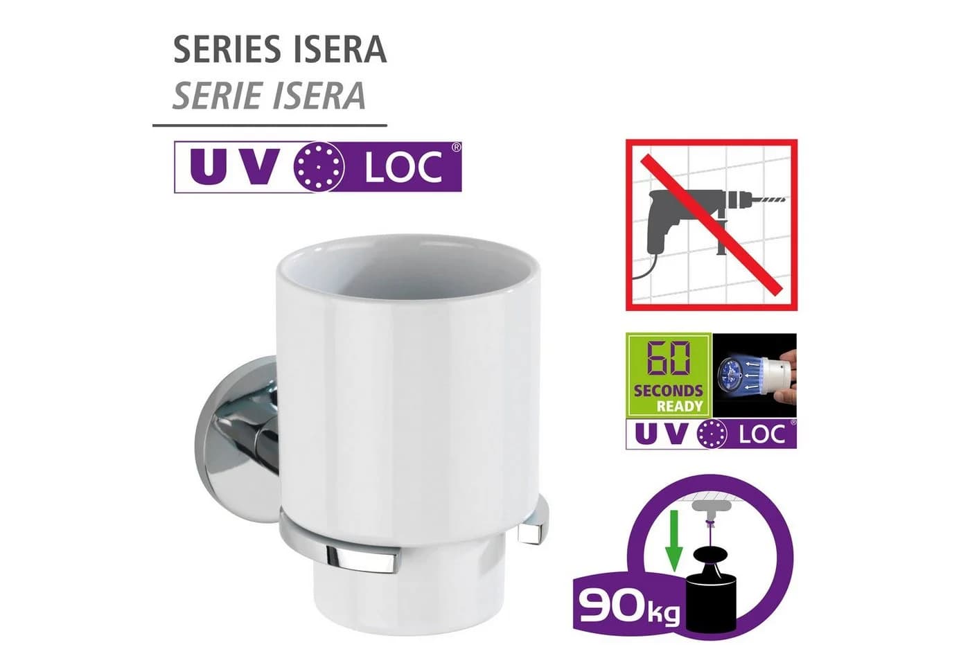 WENKO Zahnputzbecherhalter Isera UV-Loc Weiß Chrom - Bild 5