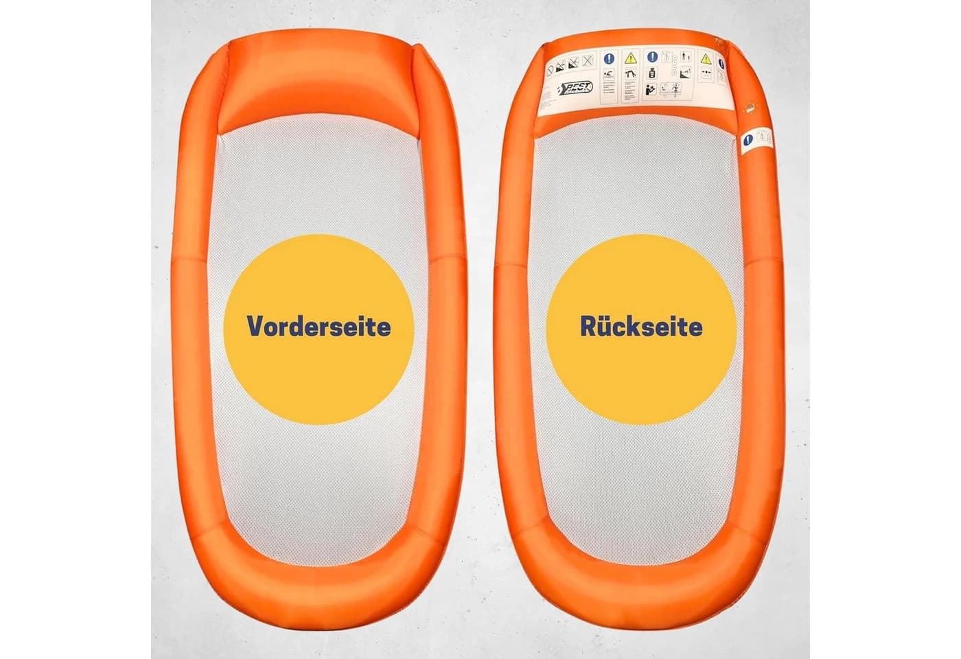 Best Sporting Wasserhängematte Mesh Mat - Aufblasbare Luftmatratze Orange-Weiß - Bild 4