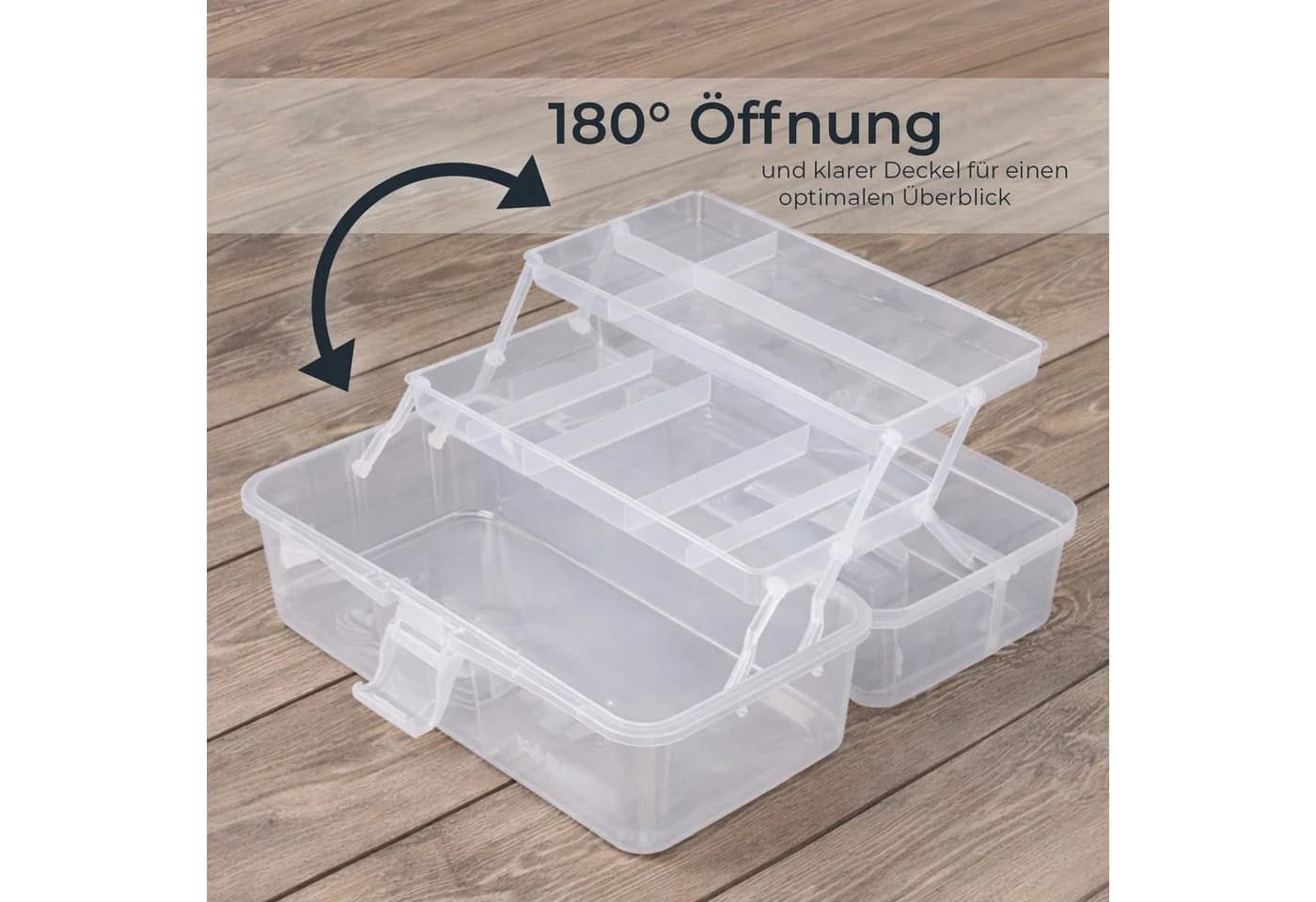 HMF Nähkasten 3 Ebenen Sortierbox Transparent - Bild 4