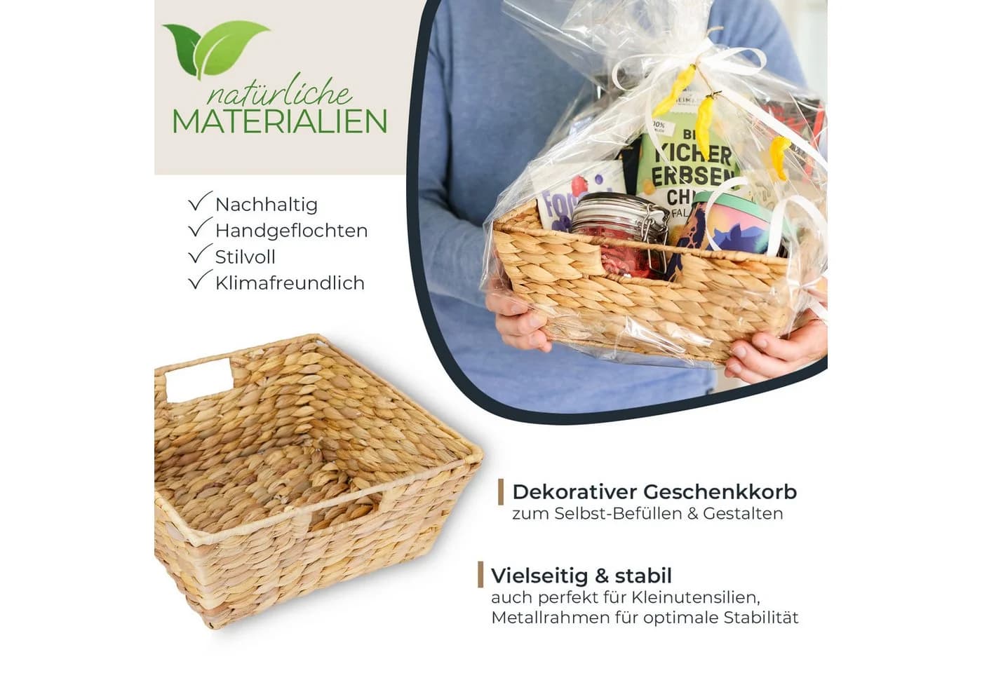 HMF Aufbewahrungskorb Wasserhyazinthe Beige