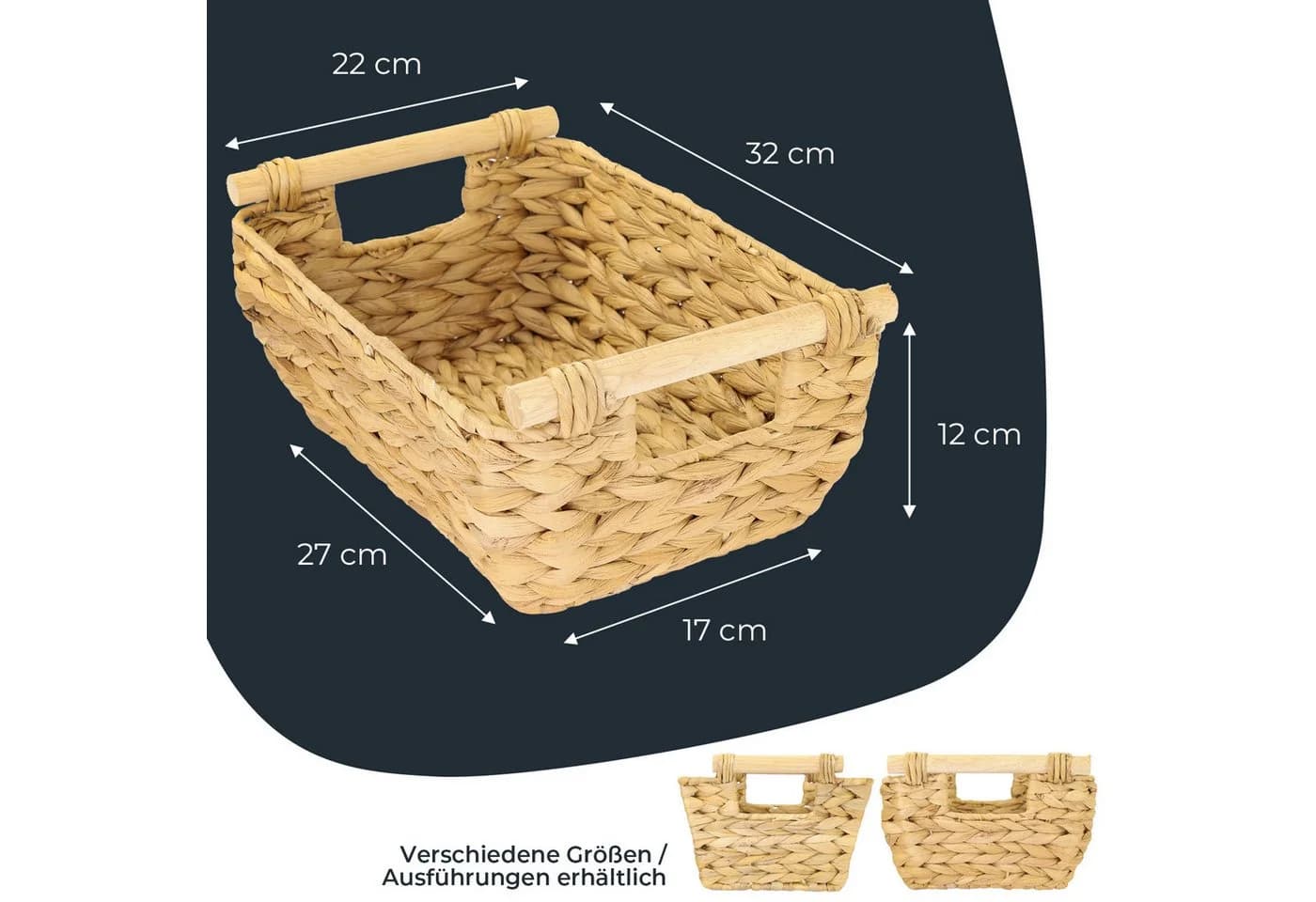 HMF Aufbewahrungskorb Wasserhyazinthe mit Holzgriffen - Bild 5