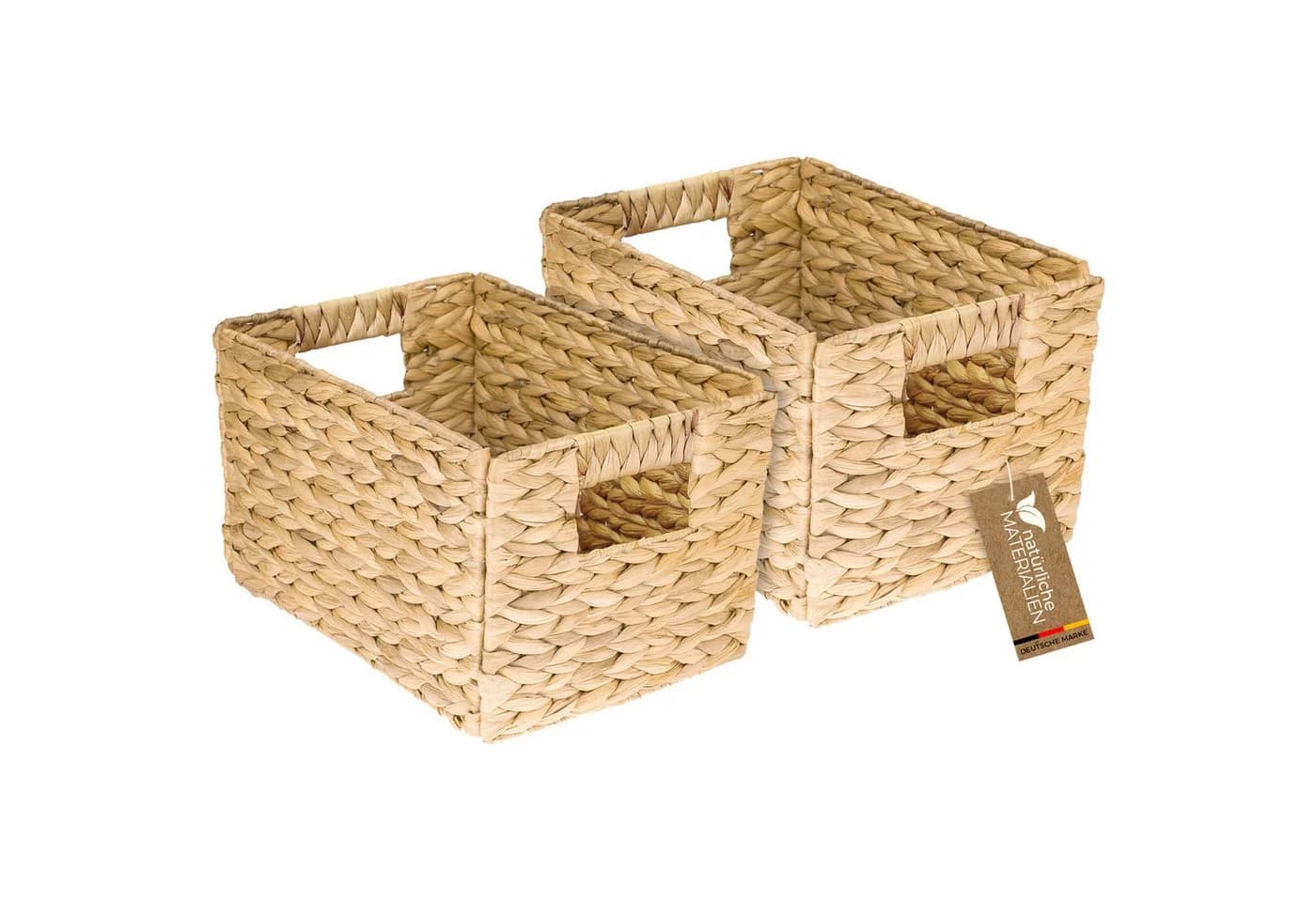 HMF Aufbewahrungskorb Wasserhyazinthe 2er Set mit Griffen Natur - Bild 2