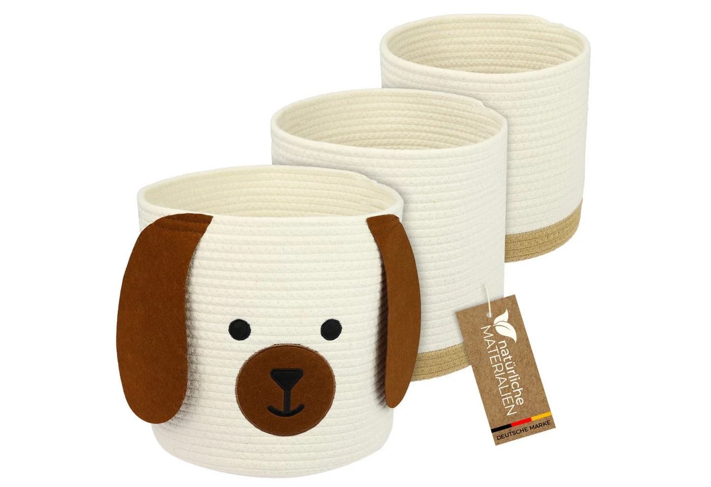 HMF Aufbewahrungskorb 3er-Set Hund Baumwolle - Bild 2