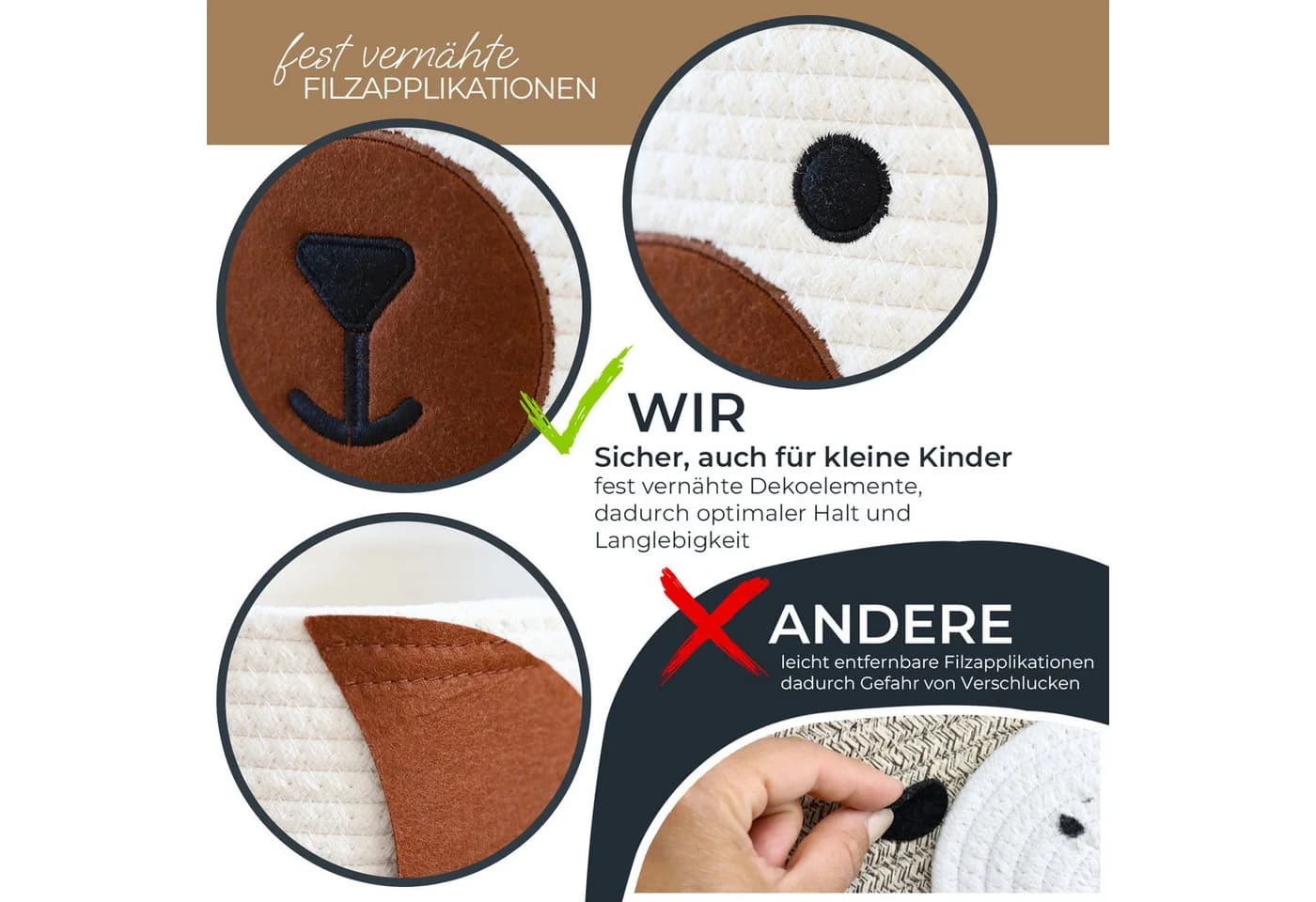 HMF Aufbewahrungskorb 3er-Set Hund Baumwolle - Bild 4