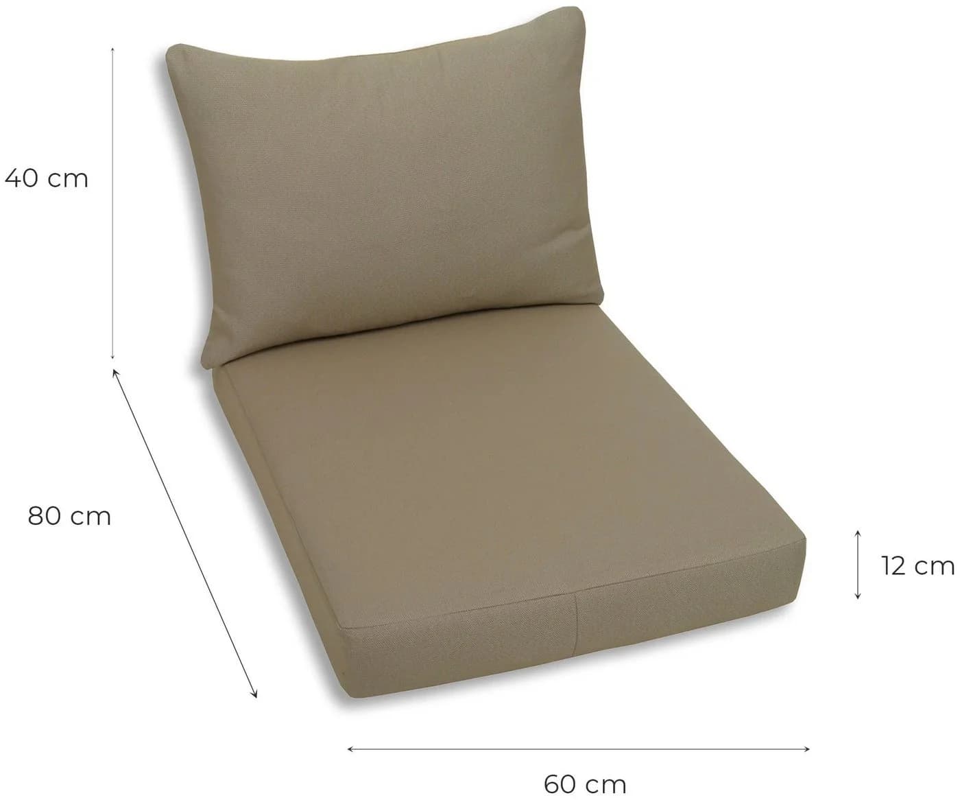 Palettenkissen GO-DE Beige 60x80 cm 12 cm gepolstert 2er-Set - Bild 5