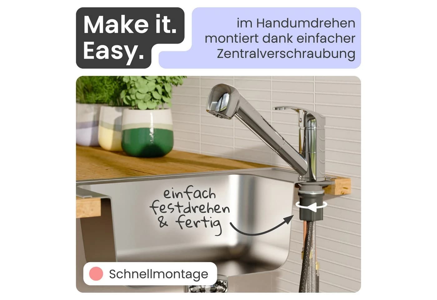 instmaier Elena Spültischarmatur Küche Ausziehbar Niederdruck 2 Strahlarten - Bild 5