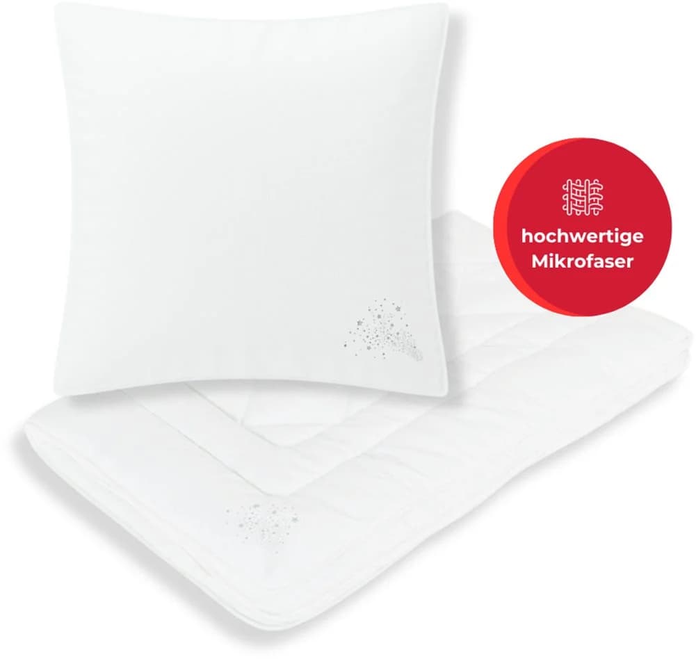 OTTO HOME Baca Microfaserbettdecke + Kopfkissen Set Weiß - Bild 1