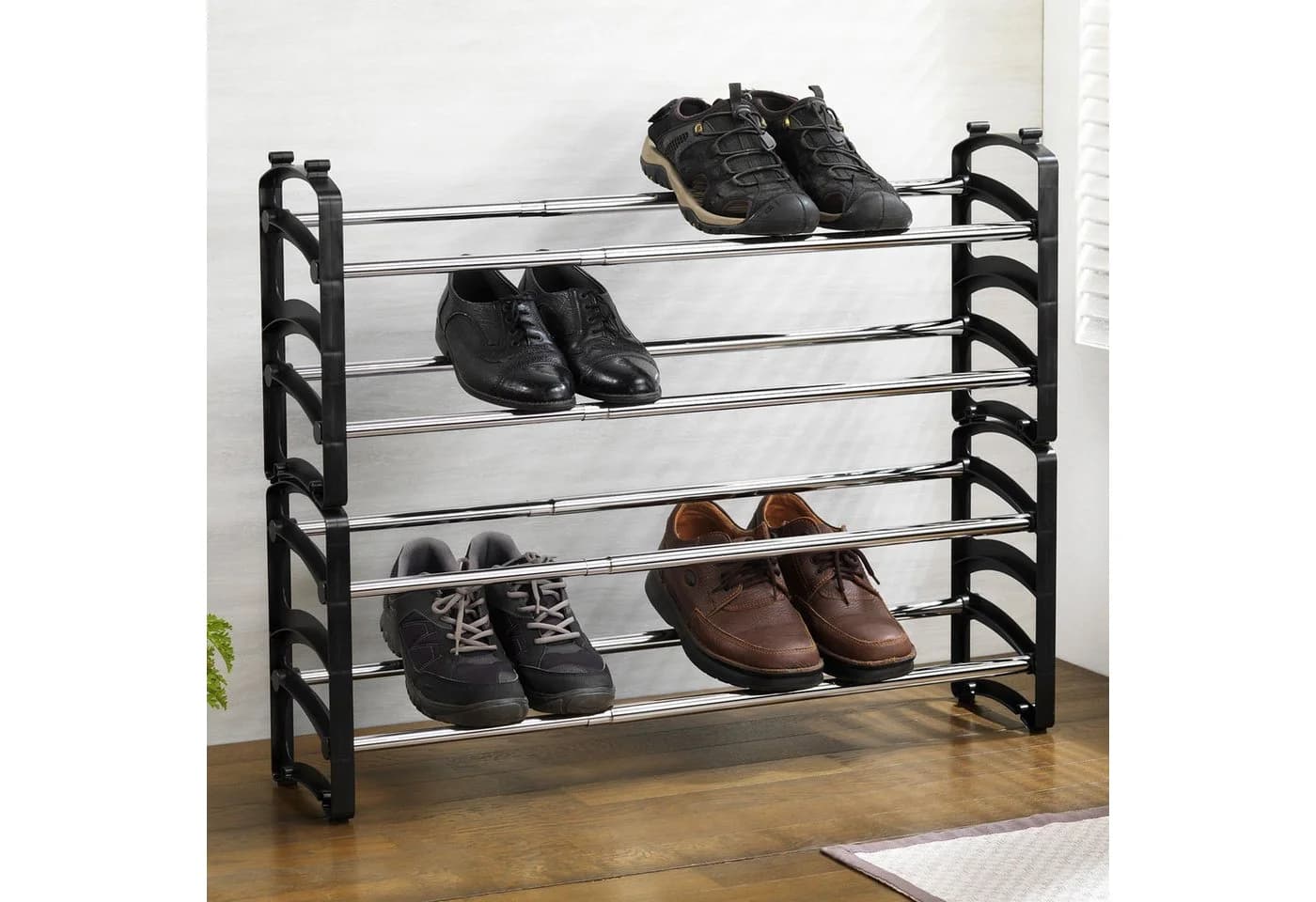 IDIMEX Schuhregal TOWER Schwarz Chrom 4 Ebenen - Bild 1