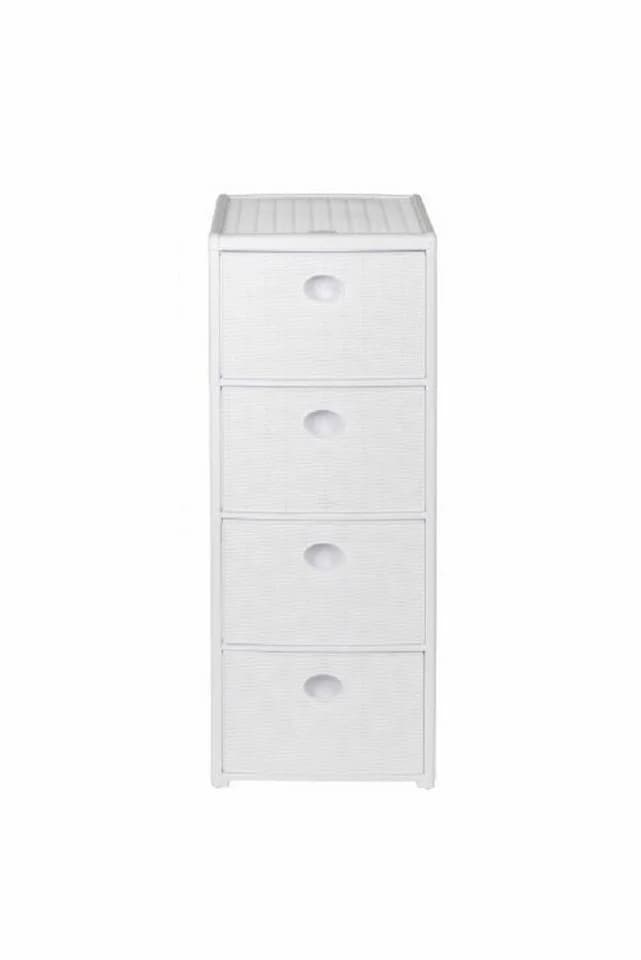 Kreher Rollcontainer 4 Schubladen Rattan Design Weiß/Braun - Bild 1