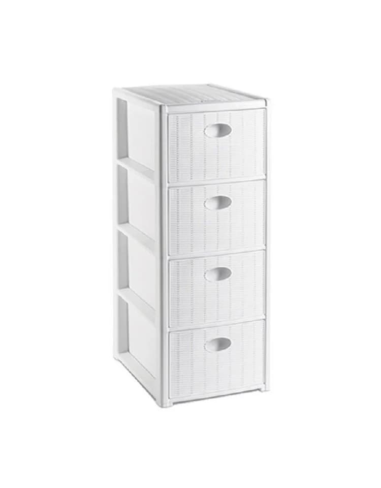 Kreher Rollcontainer 4 Schubladen Rattan Design Weiß/Braun - Bild 2